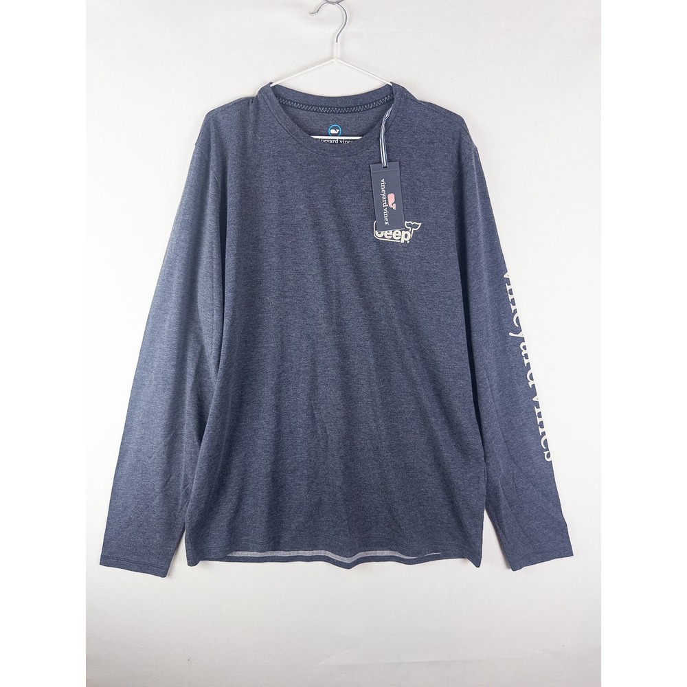 NWT Vineyard Vines Dunes Tee Long Sleeve Shirt Mens L Navy Heather Coastal Prepp